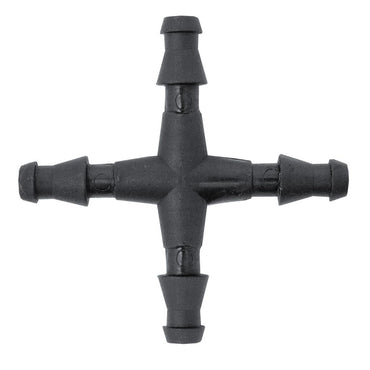 4‑Way Barb Cross | Durable Poly Pipe Fitting for Garden Watering Lines