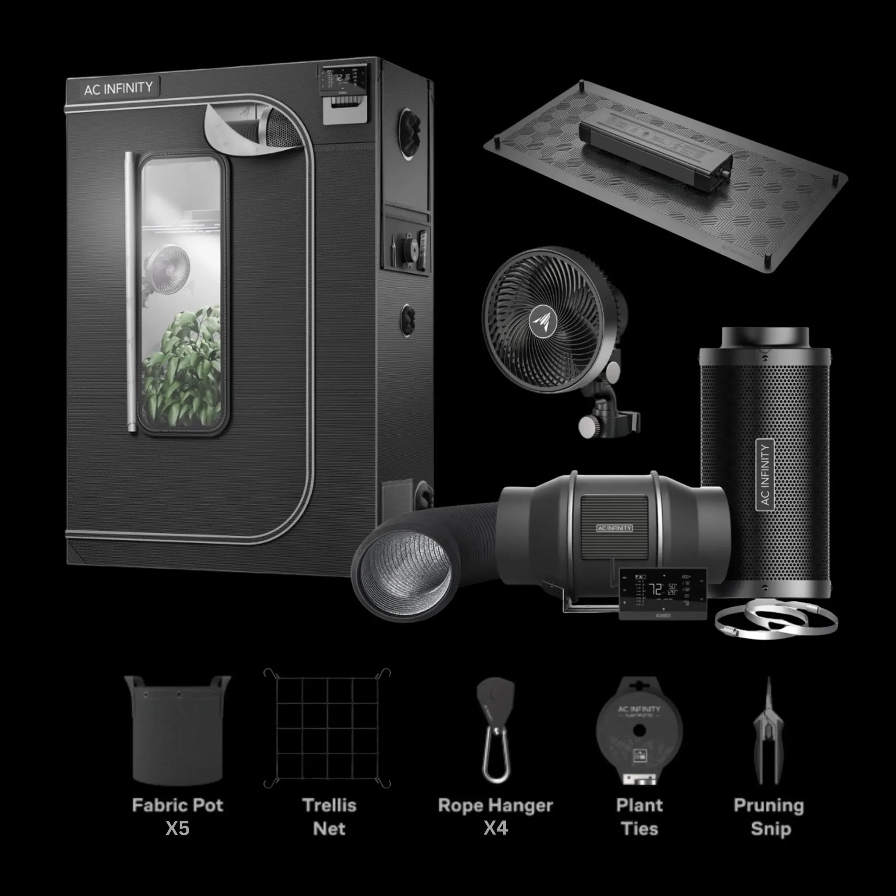 AC Infinity 4x2 Complete Grow Tent Kit with AI Hub – Steel Roots