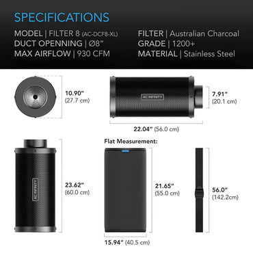 AC Infinity 8-Inch Carbon Filter XL | Extra Large