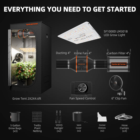 Spider Farmer 60x60cm SF1000D | Complete Grow Tent Kit