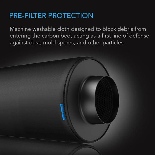 AC Infinity 8" Pre-Filter Cloth 2-Pack | Carbon Inline Filter Sleeves