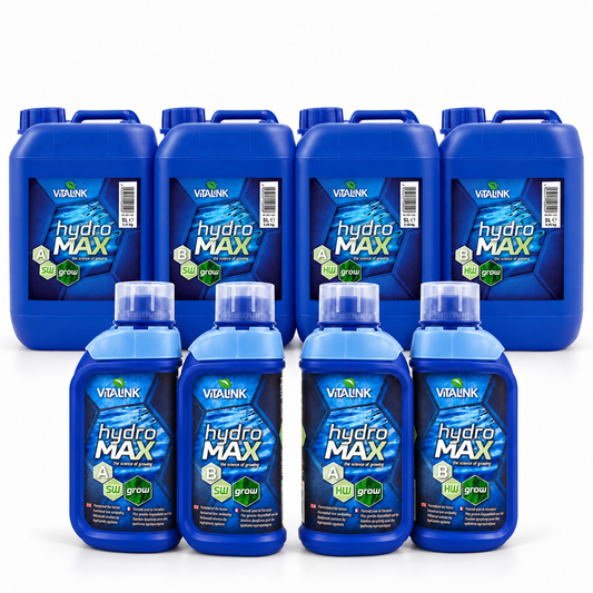 VitaLink Hydro MAX Grow A&B – Soft & Hard Water – 1L & 5L Sets