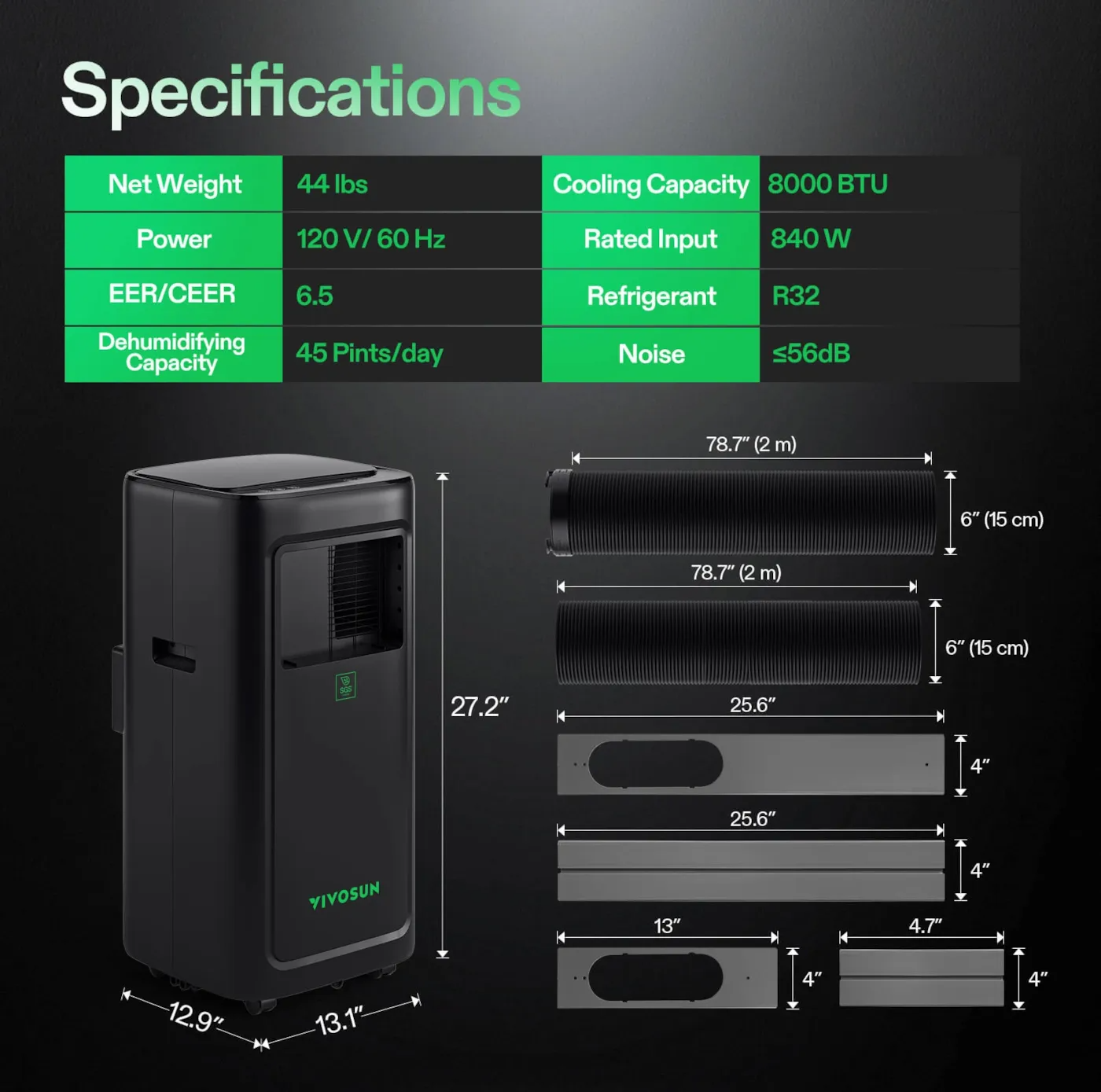 VIVOSUN AeroLush C08 Intelligent Air Conditioner with Climate Sensor Probe