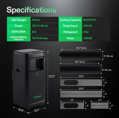 VIVOSUN AeroLush C08 Intelligent Air Conditioner with Climate Sensor Probe