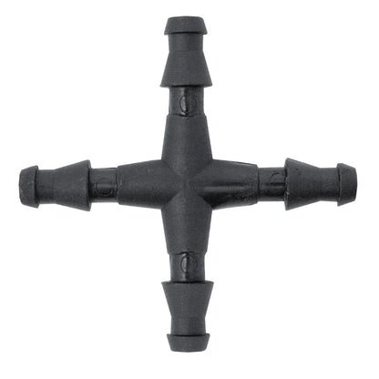 4‑Way Barb Cross | Durable Poly Pipe Fitting for Garden Watering Lines