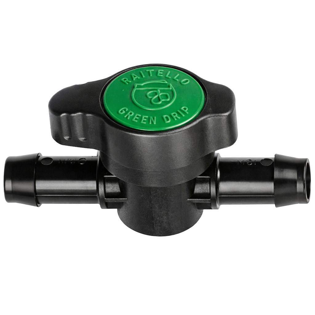 Heavy-duty 13mm barbed inline tap valves for hydroponic reservoir lines and main water supply pipes.