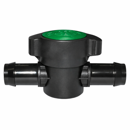 Heavy-duty 19mm barbed inline tap valves for hydroponic reservoir lines and main water supply pipes.