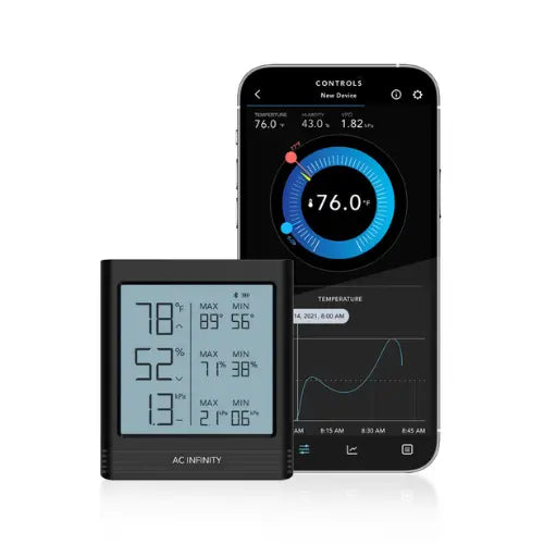 AC Infinity Cloudcom B2 Smart Thermo-Hygrometer | Bluetooth App Monitor with Integrated Sensor