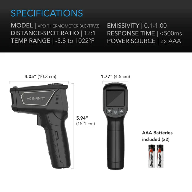 AC Infinity VPD Thermometer | Laser Infrared Environmental Leaf Monitor
