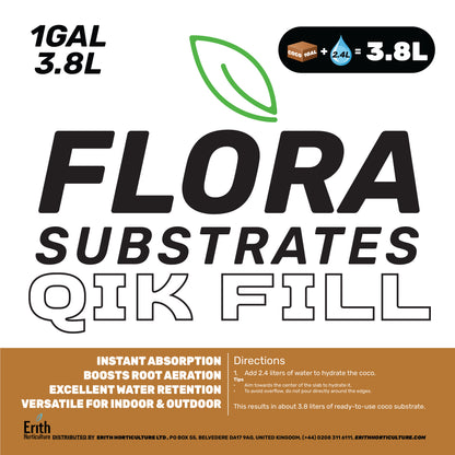 Flora Substrates Qik Fill | Compressed Coco Coir Slabs | 1, 2, 3 Gal