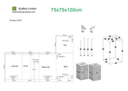 BudBox Pro Small, Intermediate & Medium Grow Tents | 75x75cm Premium Hydroponic Spaces
