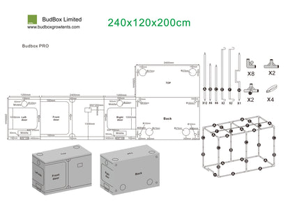BudBox Pro XXL & XXL-HL Grow Tent | 120x240cm Professional Horticulture Environment