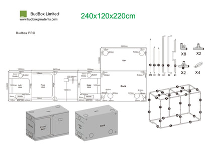 BudBox Pro XXL & XXL-HL Grow Tent | 120x240cm Professional Horticulture Environment