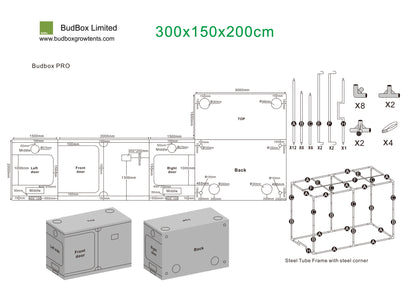 BudBox Pro XXL Plus & XXL Plus-HL Grow Tents | 1.5m x 3m Hydroponic Rooms
