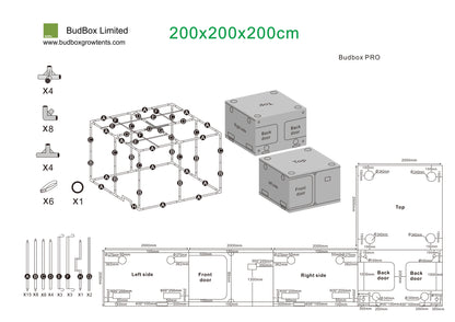 BudBox Pro Titan 1 & Titan 1-HL Grow Tents | 2m x 2m Professional Hydroponic Rooms