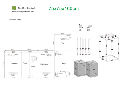 BudBox Pro Small, Intermediate & Medium Grow Tents | 75x75cm Premium Hydroponic Spaces
