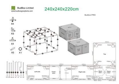 BudBox Pro Titan Plus & Titan Plus-HL Grow Tents | 2.4m x 2.4m Commercial Hydroponic Rooms