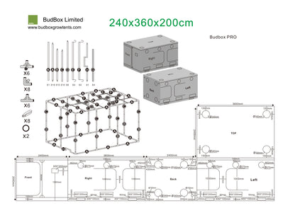 BudBox Pro Titan 2 & Titan 2-HL Grow Tents | 3.6m x 2.4m Commercial Hydroponic Rooms
