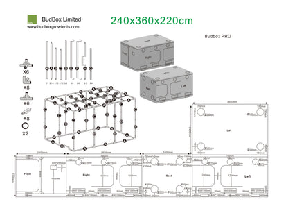 BudBox Pro Titan 2 & Titan 2-HL Grow Tents | 3.6m x 2.4m Commercial Hydroponic Rooms