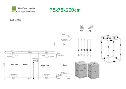 BudBox Pro Small, Intermediate & Medium Grow Tents | 75x75cm Premium Hydroponic Spaces