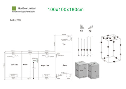 BudBox Pro L180 & L200 Grow Tents | 1m x 1m Premium Hydroponic Rooms