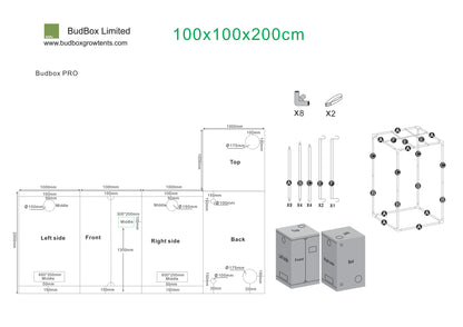 BudBox Pro L180 & L200 Grow Tents | 1m x 1m Premium Hydroponic Rooms