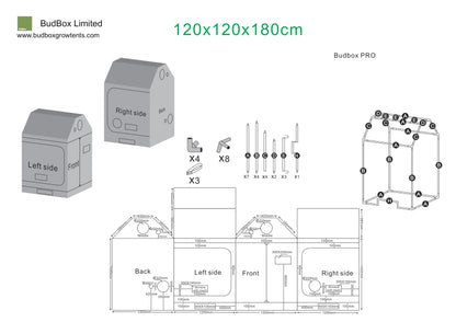 BudBox Pro XL-R Loft Grow Tent | 120x120x180cm Pitched Roof Attic Solution