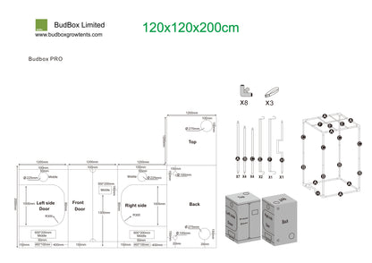 BudBox Pro XL & XL-HL Grow Tents | 1.2m x 1.2m Professional Hydroponic Rooms