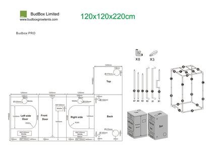 BudBox Pro XL & XL-HL Grow Tents | 1.2m x 1.2m Professional Hydroponic Rooms