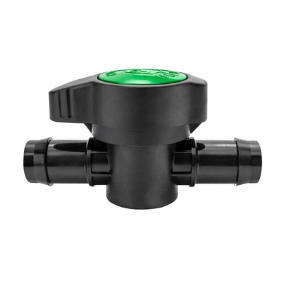 Heavy-duty 25mm barbed inline tap valves for hydroponic reservoir lines and main water supply pipes.