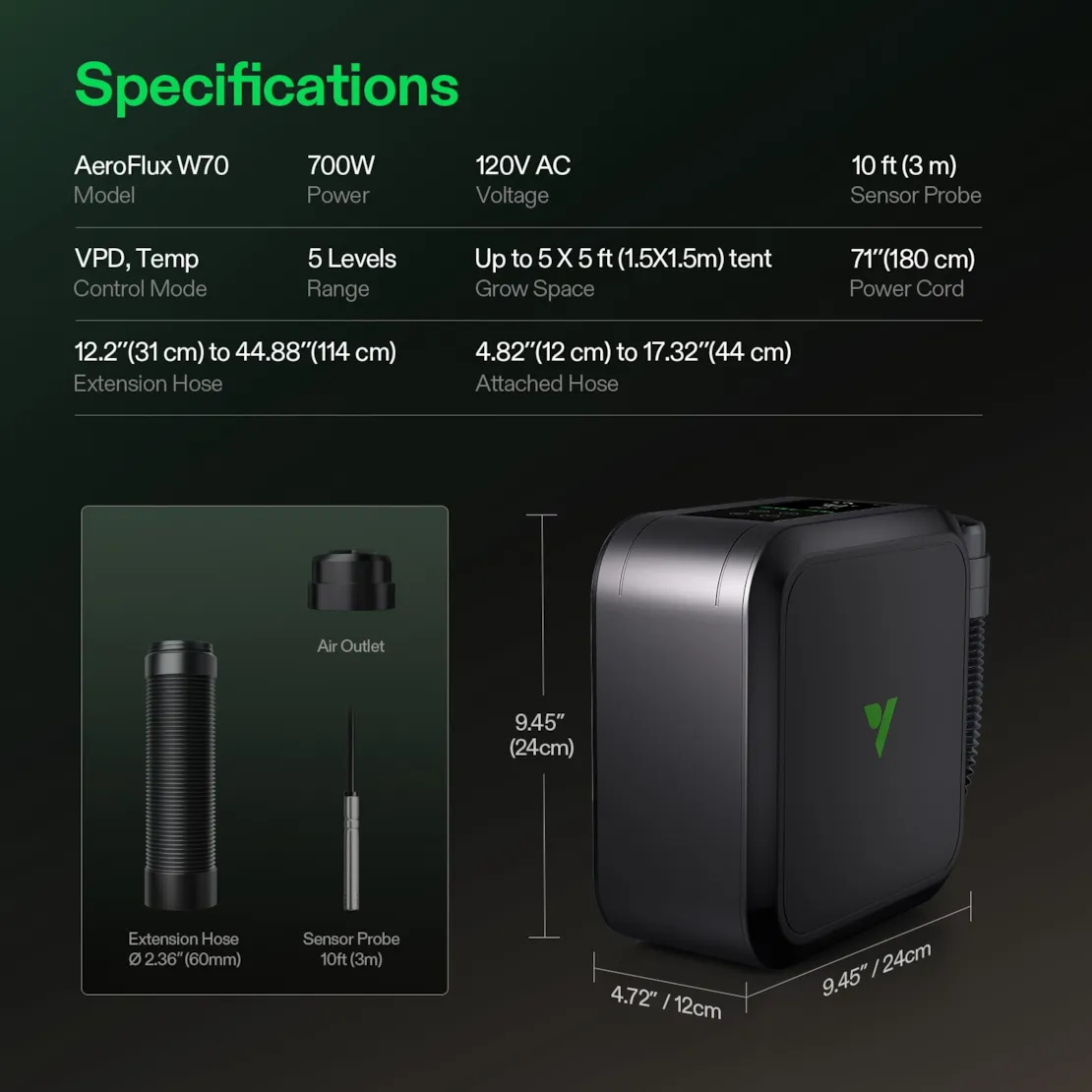 VIVOSUN AeroFlux Smart Grow Tent Heater with VPD Control