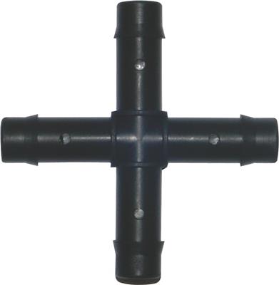 4‑Way Barb Cross | Durable Poly Pipe Fitting for Garden Watering Lines