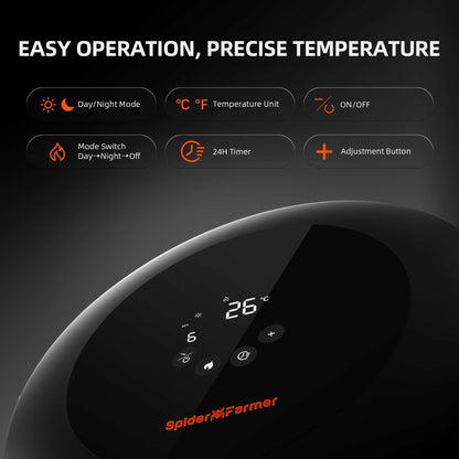 Spider Farmer Smart Grow Tent Heater (530W) | 10-Level PTC