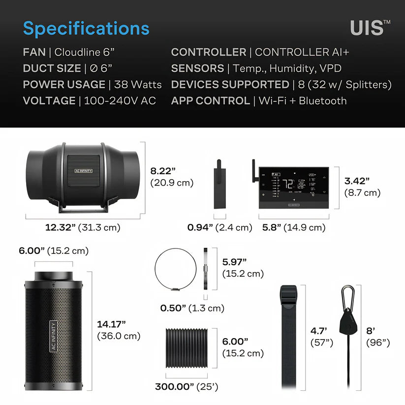 AC Infinity 6" Grow Kit | AI Controller & Inline Fan