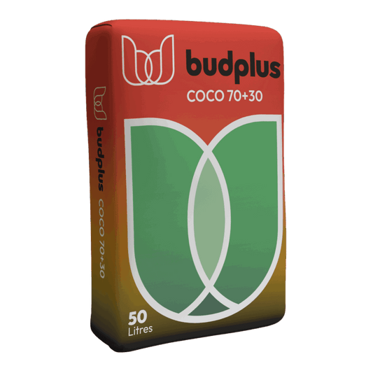 BudPlus Professional Coco-Perlite 70/30 Blend | High-Drainage Hydroponic Grow Media (50L) | Premium RHP Certified Buffered Coco Coir with 30% Perlite for Root Aeration