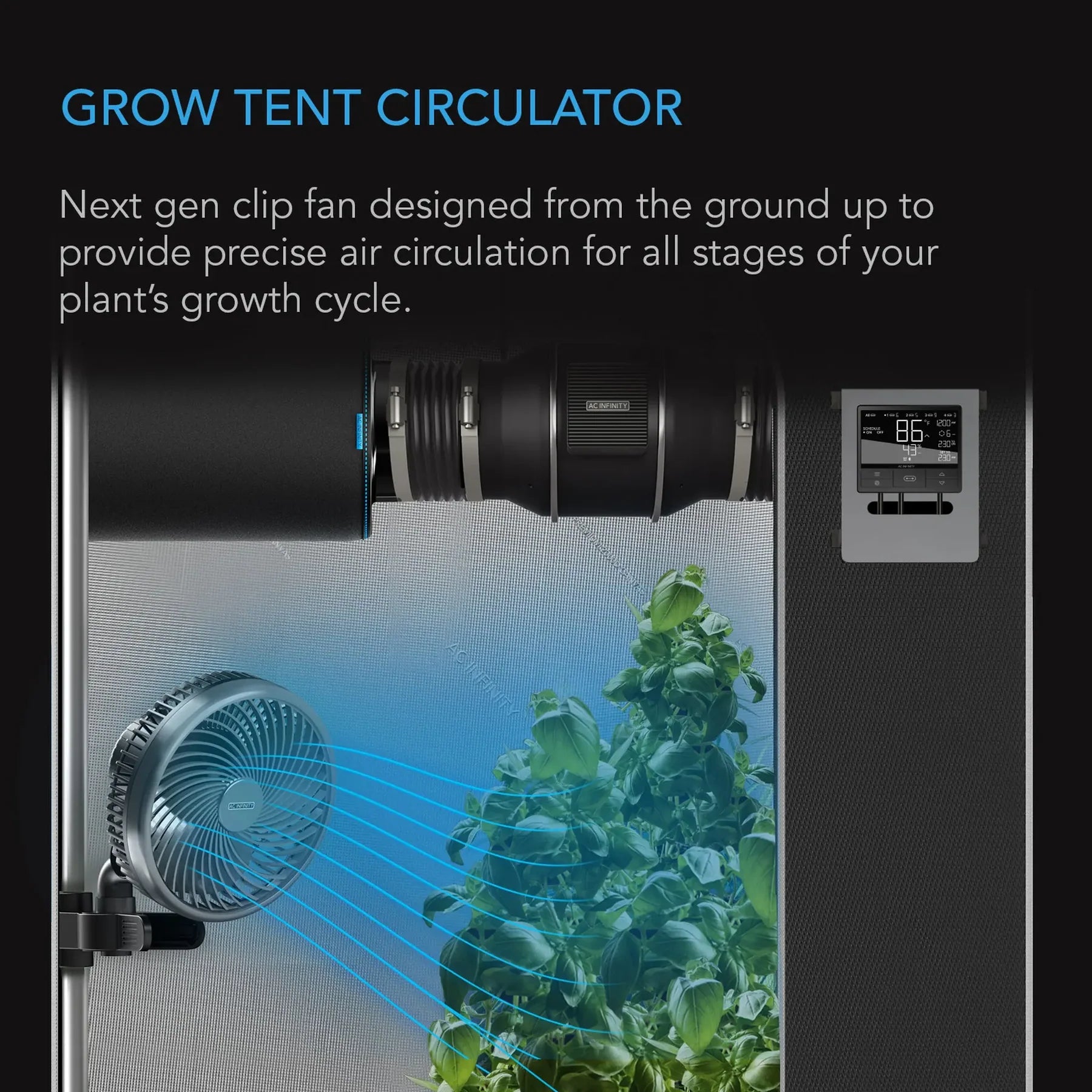AC Infinity Cloudray A6 Gen 2 6” Grow Tent Clip Fan | EC Motor & Manual Swivel