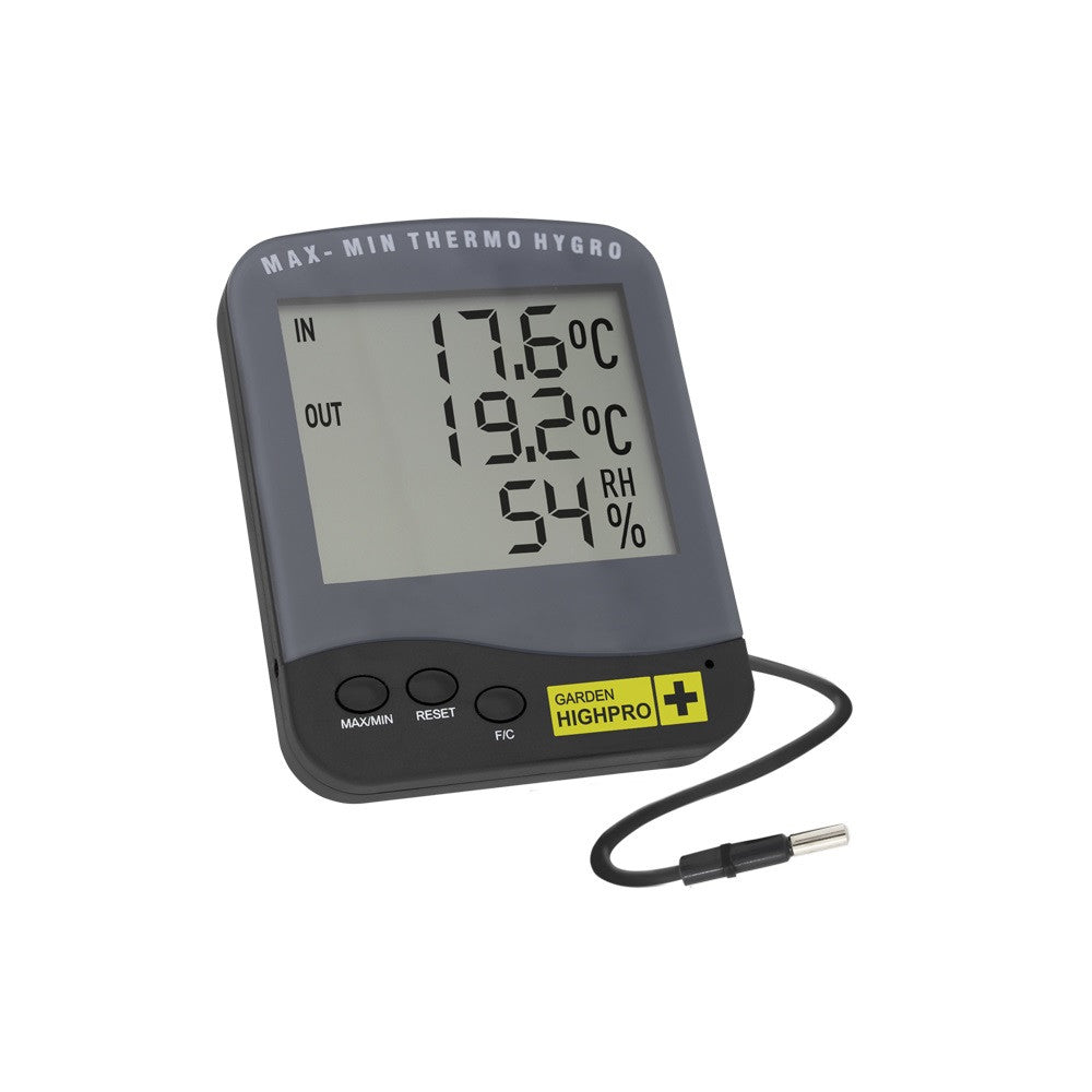 Garden HighPro Premium Thermo/Hygrometer with 1.5m Probe | Professional Grow Room Humidity & Temperature Monitor – High-Accuracy Digital Display for Indoor Gardening