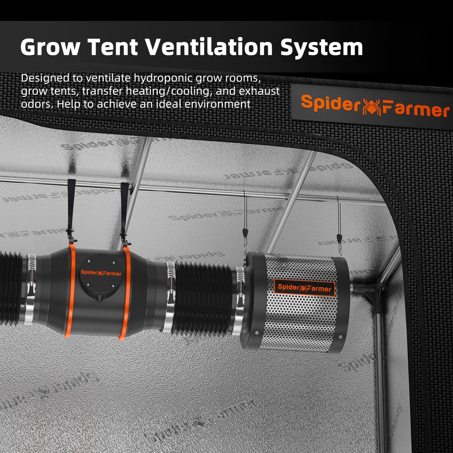 Spider Farmer 6-Inch Inline Fan | 402 CFM Grow Tent Fan