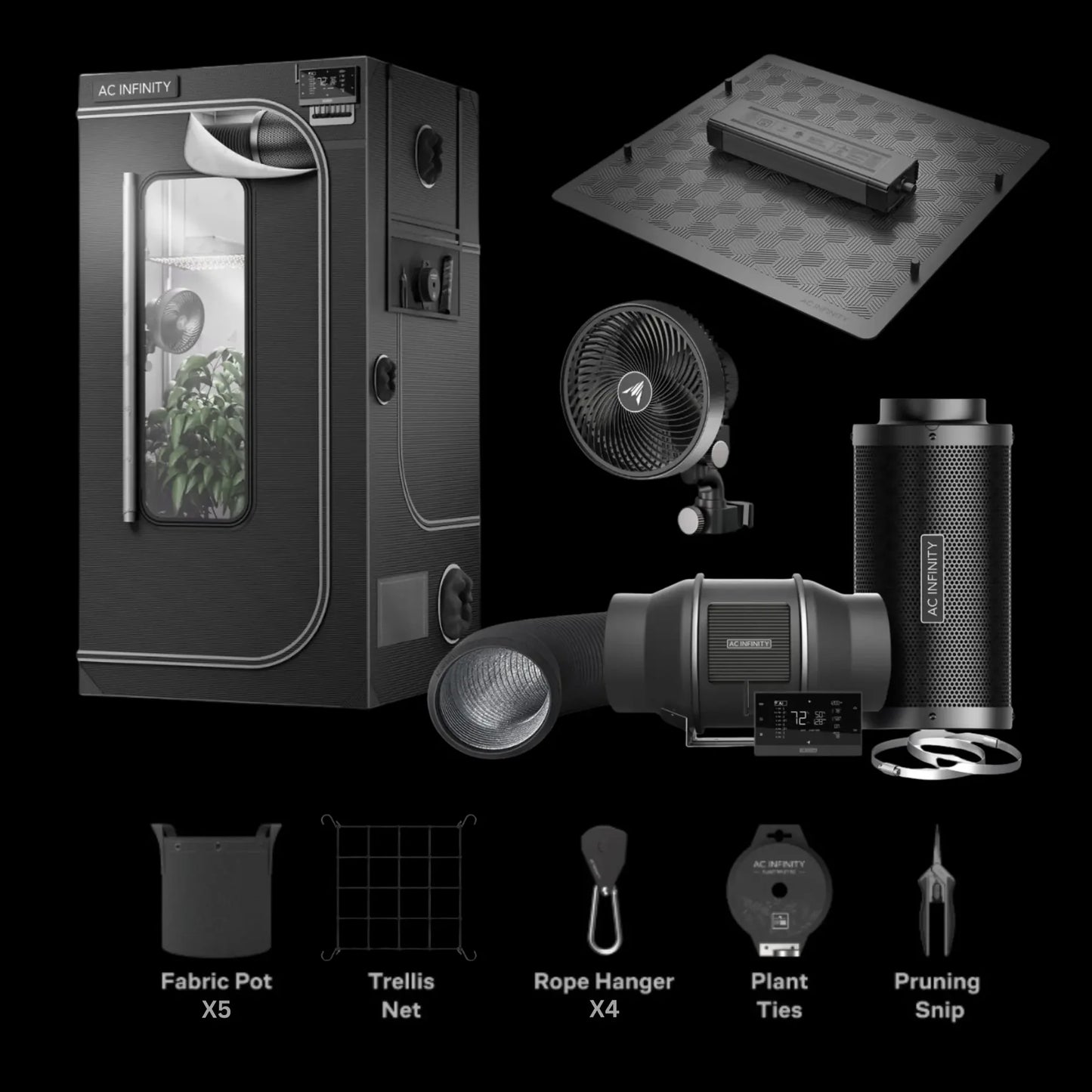 AC Infinity 90x90x180cm Smart Grow Tent Complete Kit