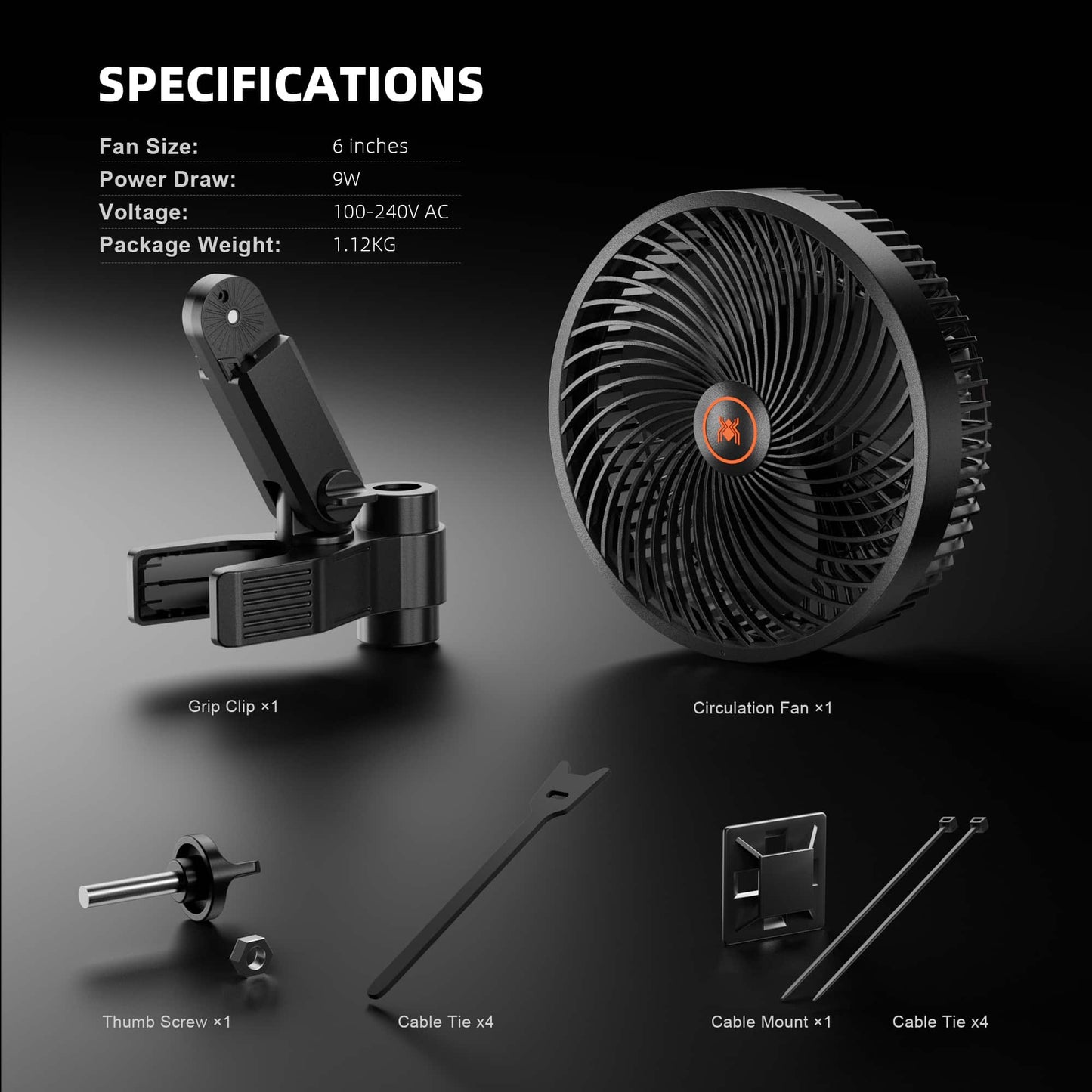 Spider Farmer 6" Clip On Fan | Oscillating Grow Tent Fan