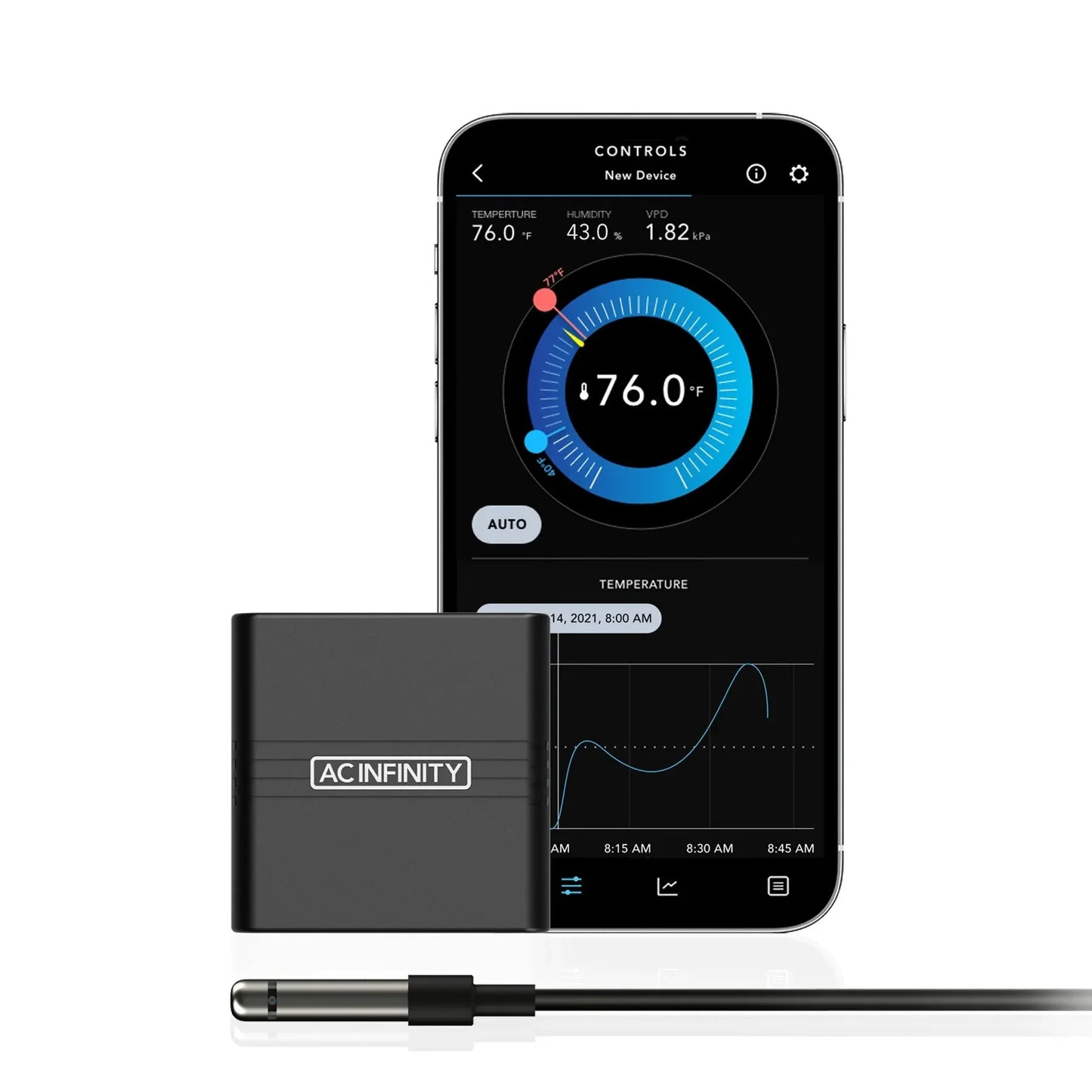 Cloudcom A1 Mini Smart Thermo-Hygrometer | Bluetooth Data App & 12-Ft Sensor Probe