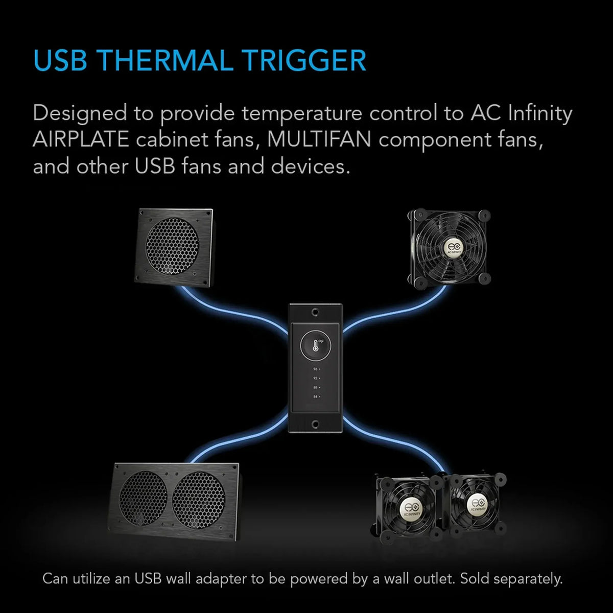 AC Infinity Controller 1 Pre-Set Thermal Trigger | USB Fan Temperature Control