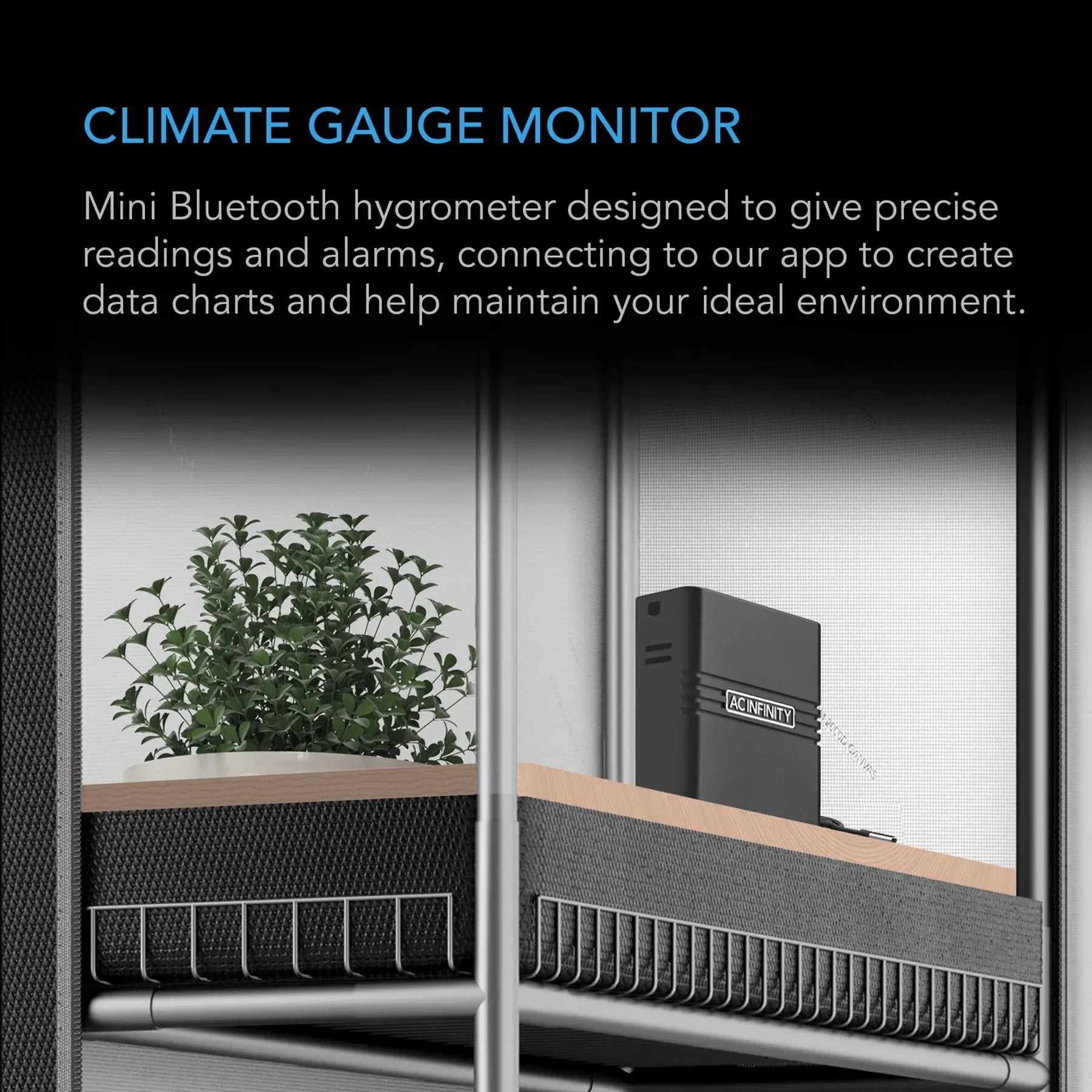 Cloudcom A1 Mini Smart Thermo-Hygrometer | Bluetooth Data App & 12-Ft Sensor Probe