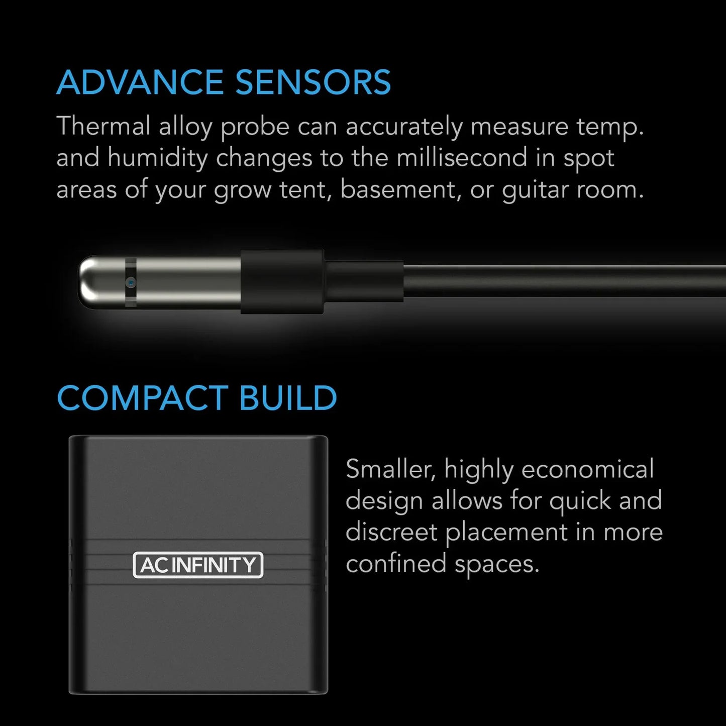 Cloudcom A1 Mini Smart Thermo-Hygrometer | Bluetooth Data App & 12-Ft Sensor Probe