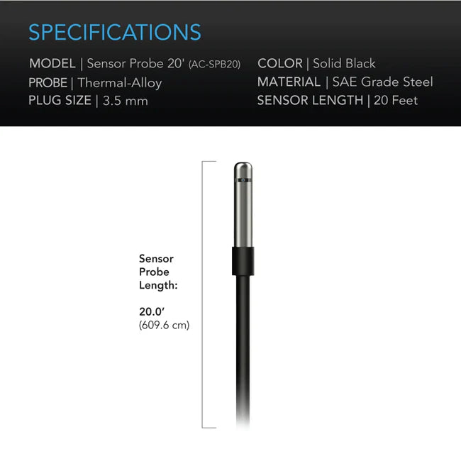 Controller Sensor Probe | 20ft Corded Climate Detector