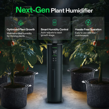 Next-Gen Plant Humidifier with features highlighted in a garden setting