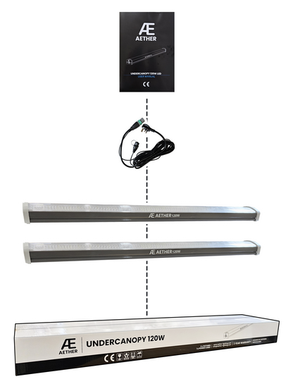 Aether 120W Under Canopy LED Lights (Boxed Pair) | Complete Grow Kit with Power Lead