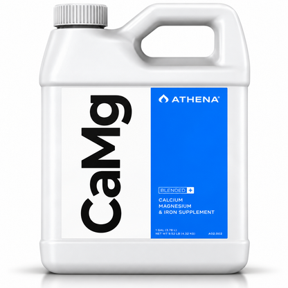 1 quart jug of Athena CaMg blended calcium magnesium and iron supplement, featuring a prominent blue label with black and white text.