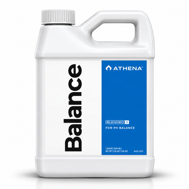 A white plastic quart jug of Athena Balance pH balance liquid with a blue and white label, shown on a clean white background.