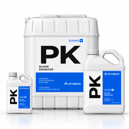 Athena PK Blended Bloom Enhancer in different sizes, arranged against a clean white background.